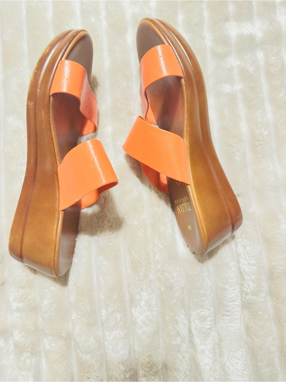 Italian Shoemakers Orange Strap Platform Slide Sandals